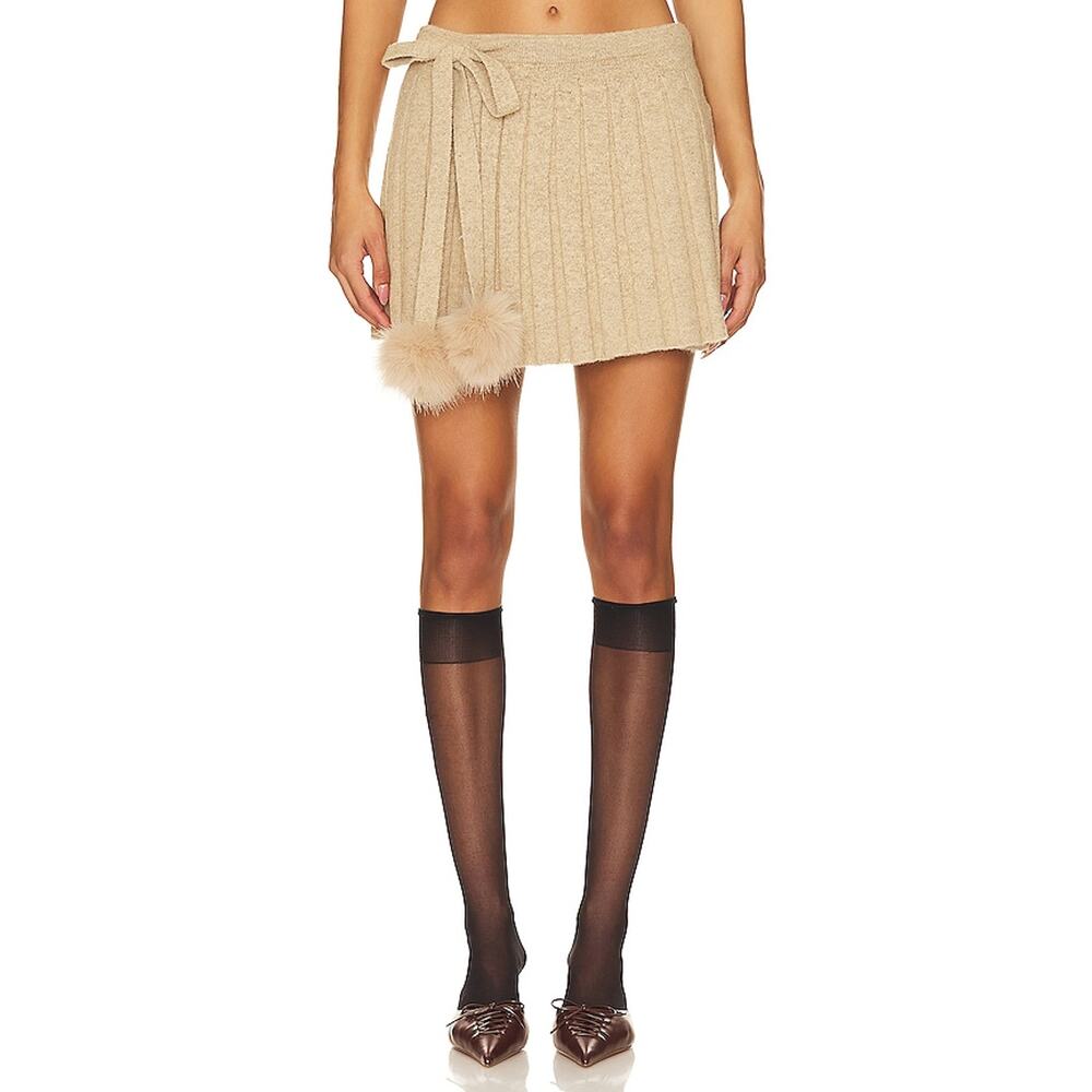 Loba 'Nili' Tan Pleated Wrap Skirt Size XS